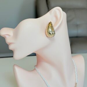 Elegant Gold-Silver Teardrop Earrings